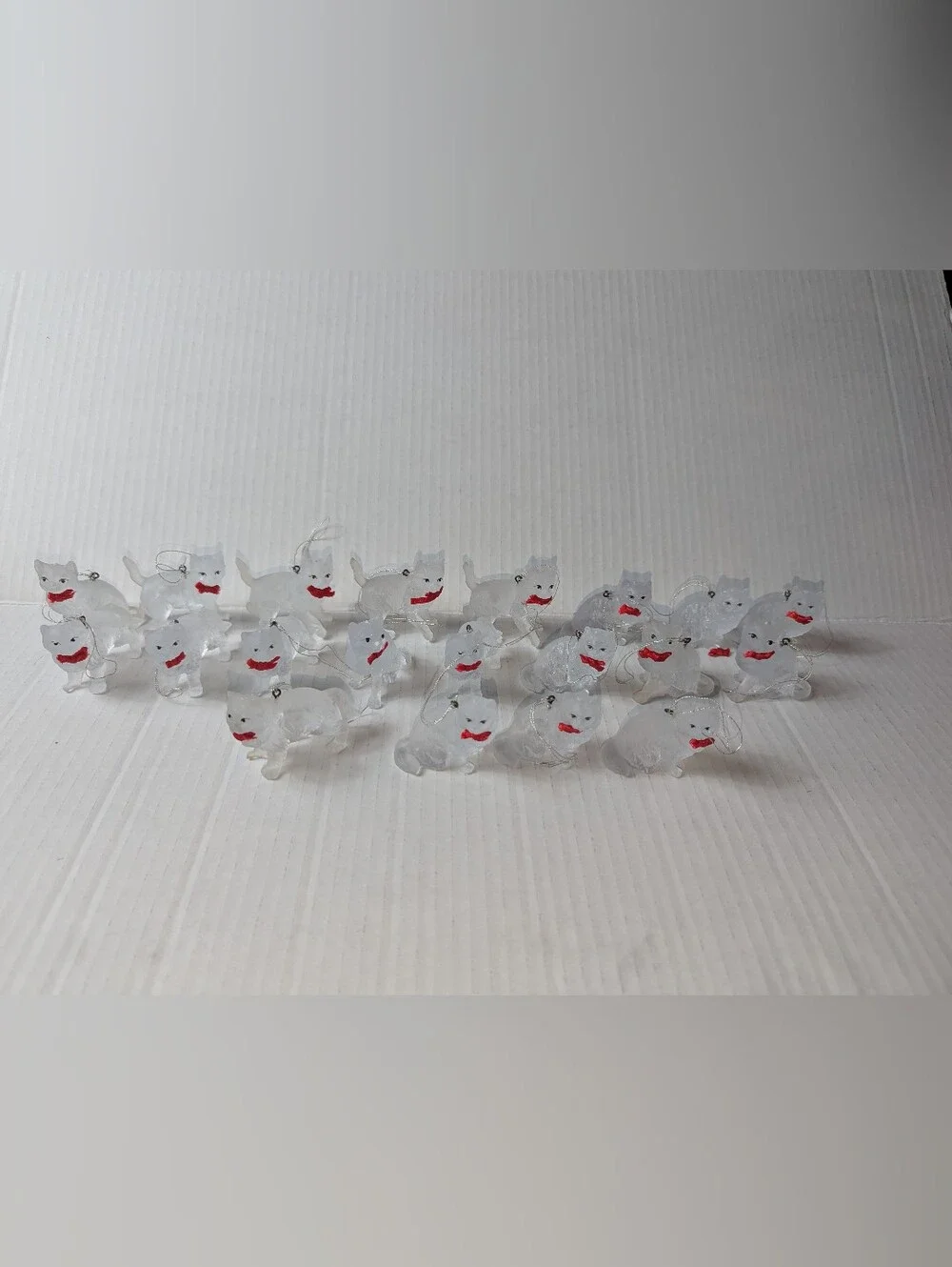 Vintage Silvestri Frosted Acrylic Cat Christmas Ornaments Lot of 20